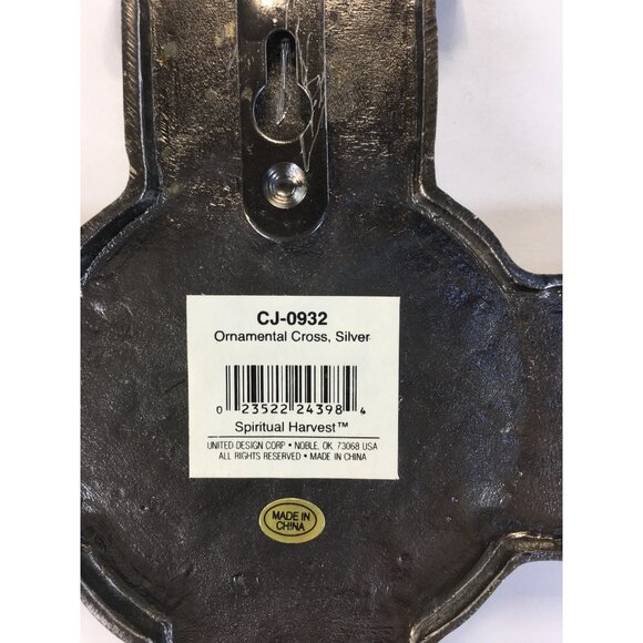 Spiritual Harvest Ornamental Cross Silver Metal Wall Hanging Decor 10'' NEW - Picture 6 of 8